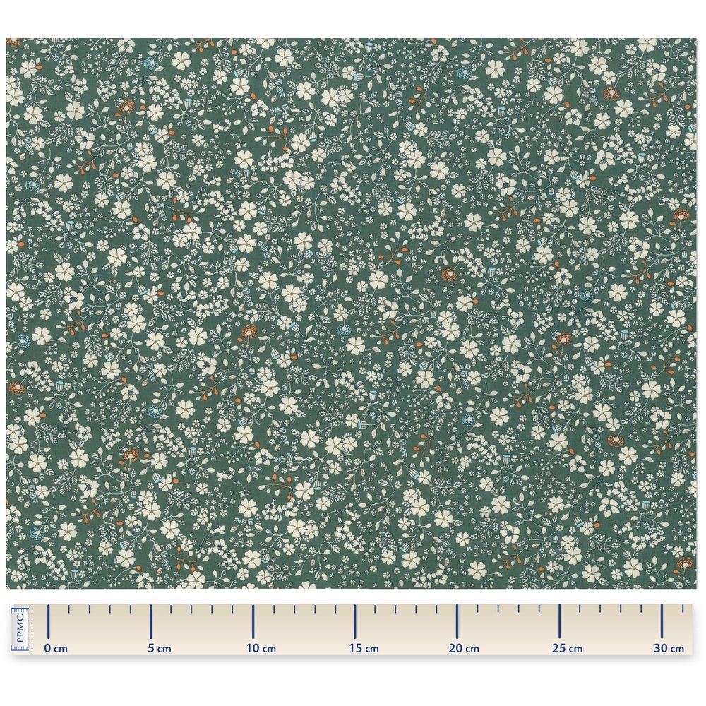 Coupon Tissu 50 Cm Fleuri Kaki
