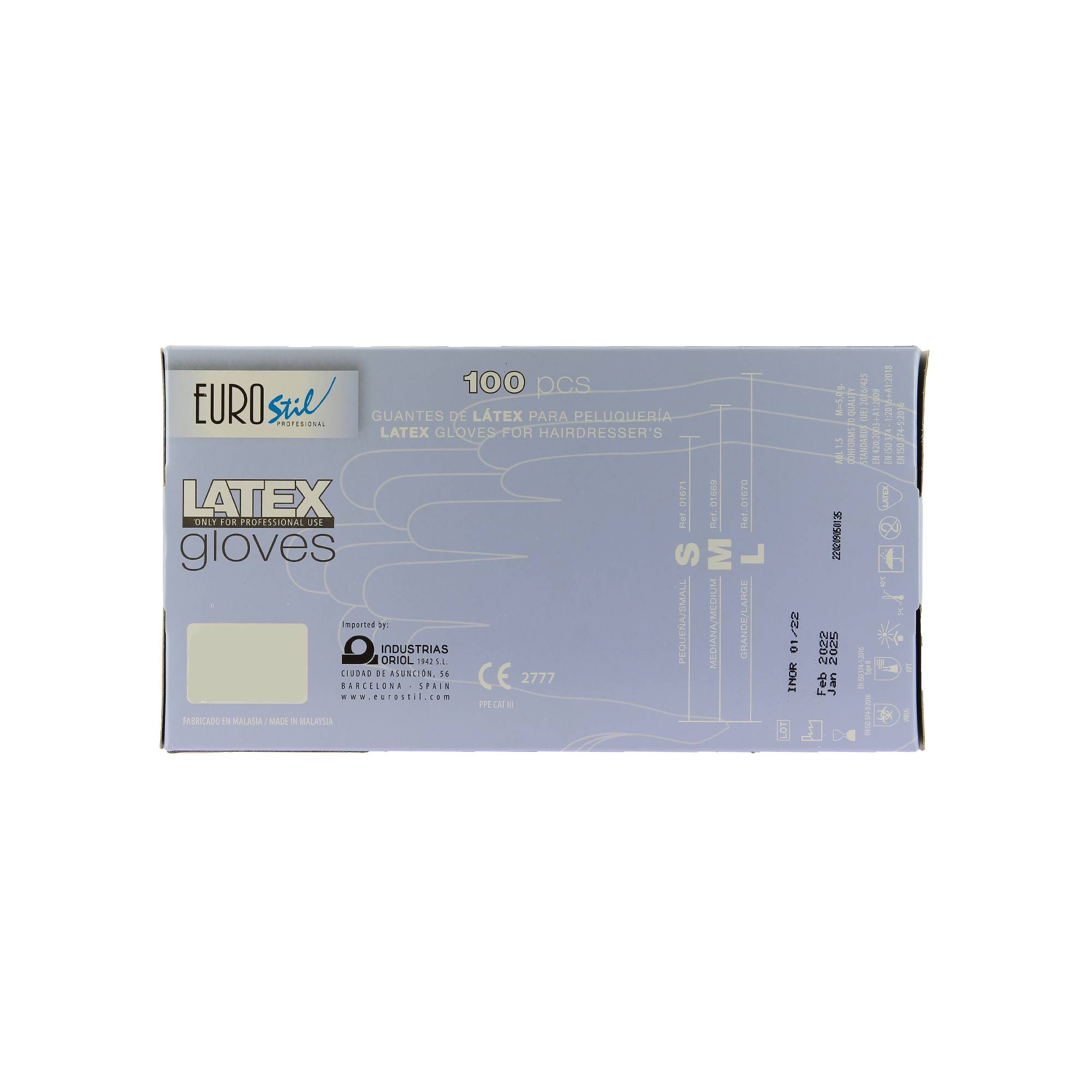 Boite de 100 gants latex sans poudre blanc- Taille L