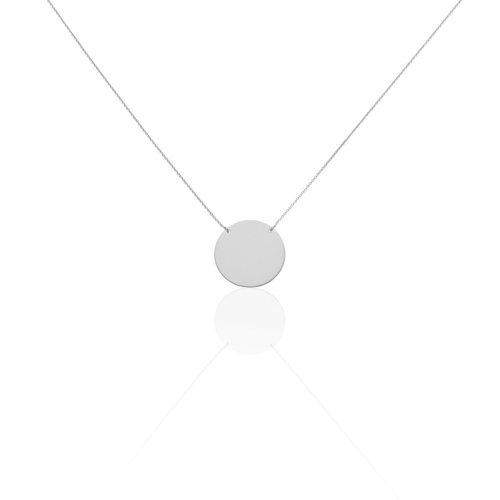 Collier Pastille Gravable Or Blanc