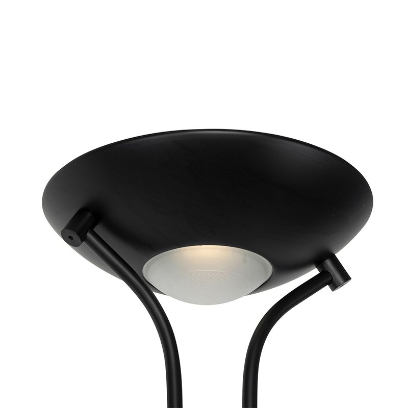 Moderne vloerlamp zwart met leeslamp incl. LED dim to warm - Diva