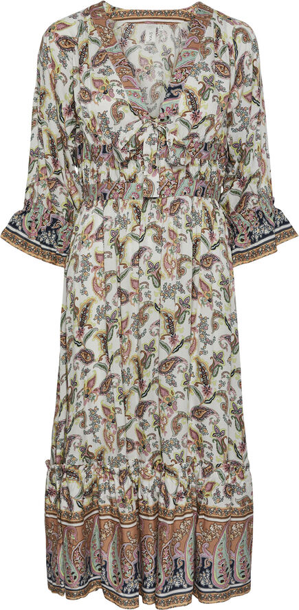 YAS YASGEMMA 3/4 MIDI DRESS - FEST Apricot ice/gemma print