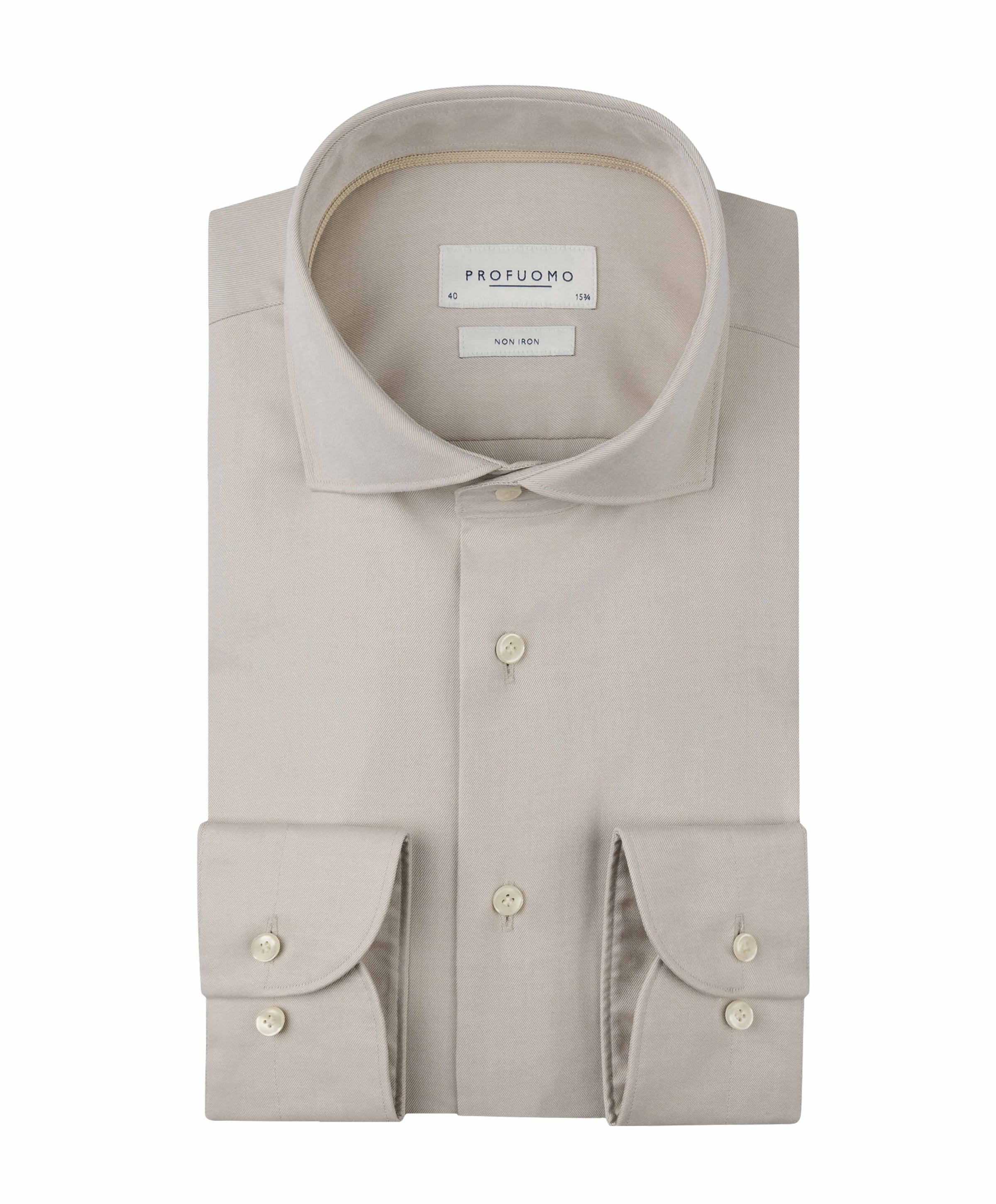 Profuomo Heren overhemd lange mouw beige