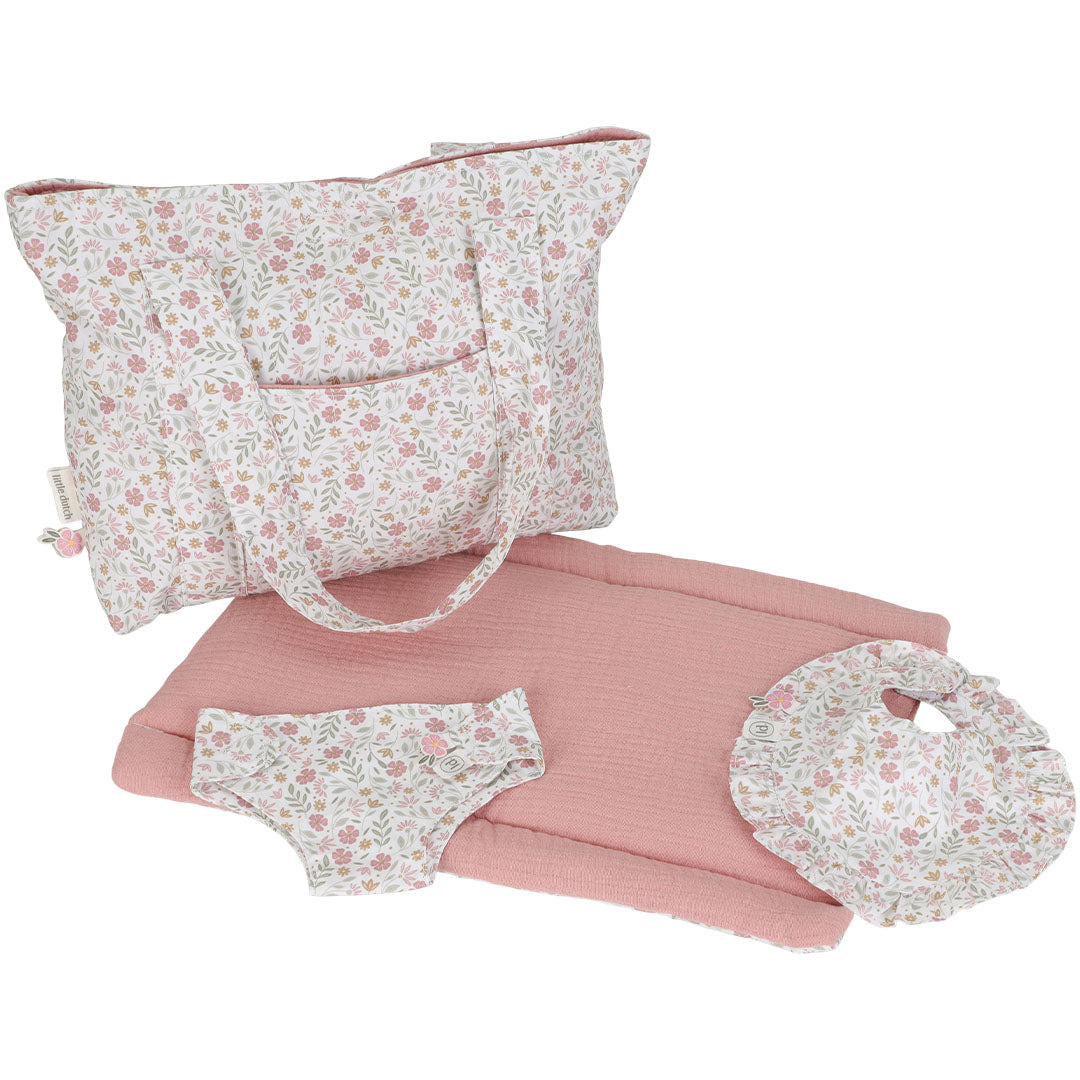 little dutch poppenluiertas - soft flowers - 4-delig
