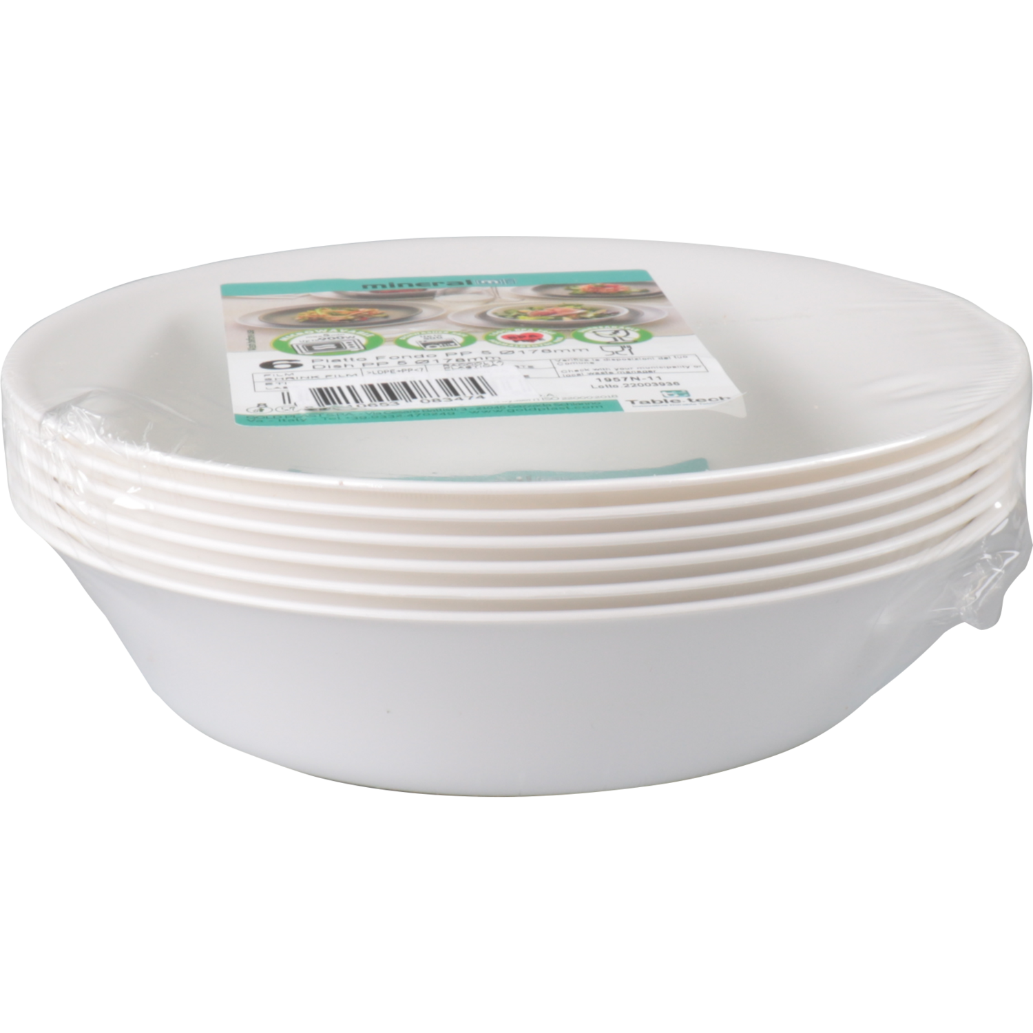 Goldplast Bord, diep bord, Mineral, reusable, onbreekbaar, rond, 1-vaks, pP, Ø17.5cm, wit