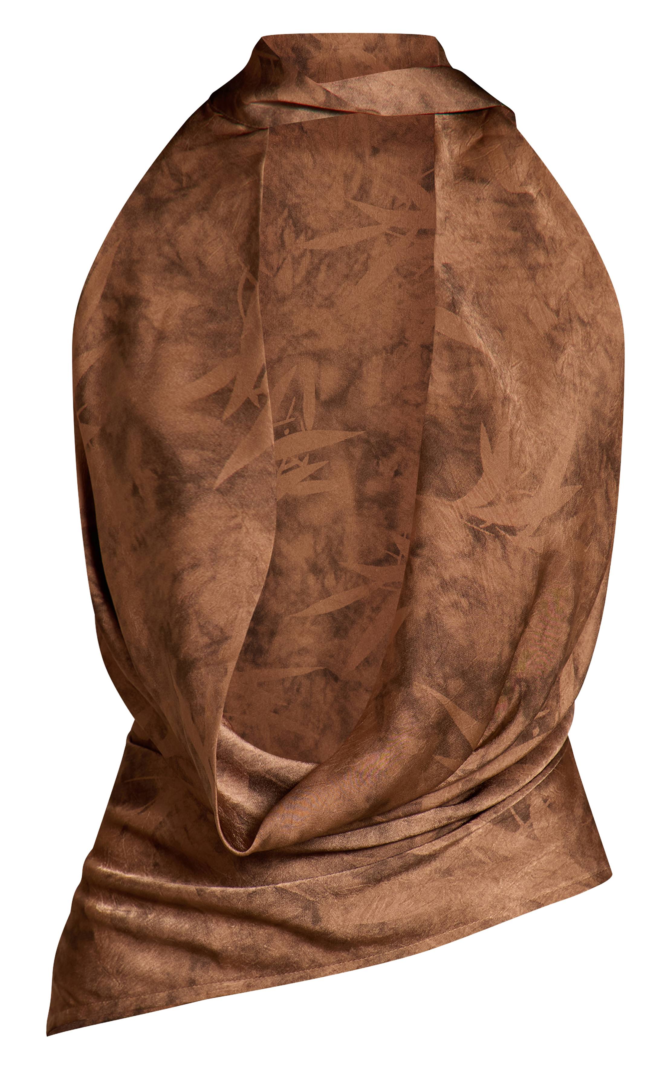 Chocolat Haut En Satin Imprimé À Encolure Dos-nu
