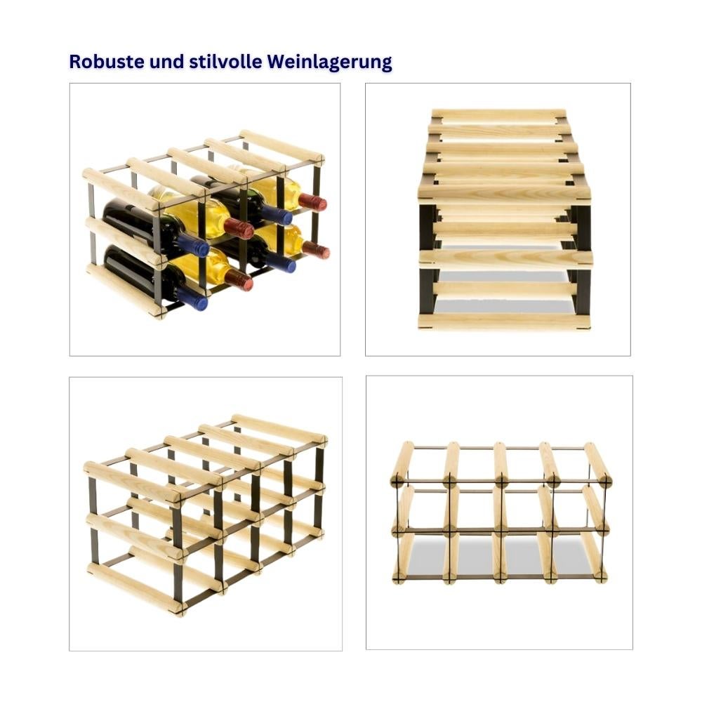 PROREGAL Modulair Wijnrek Vinotega Mod Metaal HxBxD 22,5 x 42,5 x 24,5 cm 4 x 2 Flessen Massief grenenhout Natuurlijk