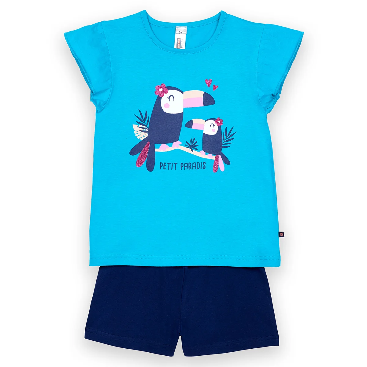 Pyjashort fille TOUCAN turquoise/marine