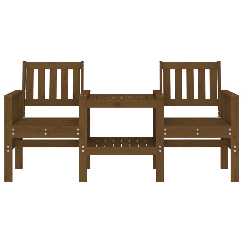 Banc de jardin avec table 2 places brun miel bois massif de pin