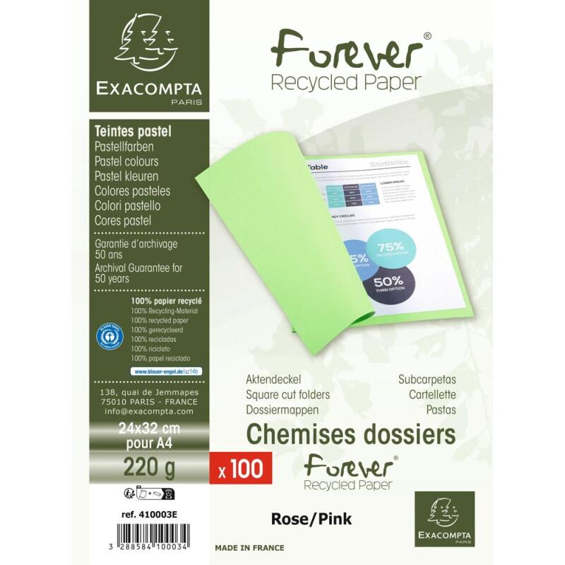 Paquet de 100 chemises Forever® 220 100% recyclé - 24x32cm
