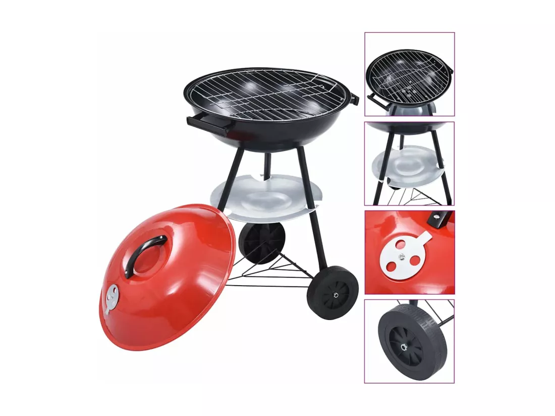 Barbecue portable XXL au charbon avec roues 44 cm