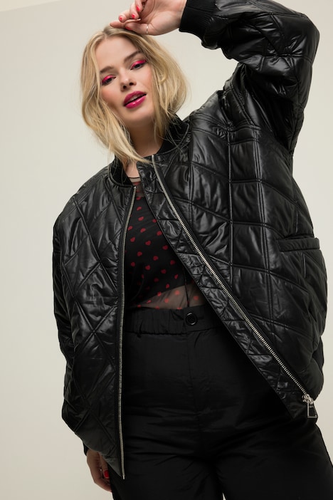 Stepp-Blouson, Collegekragen, Raglan-Langarm