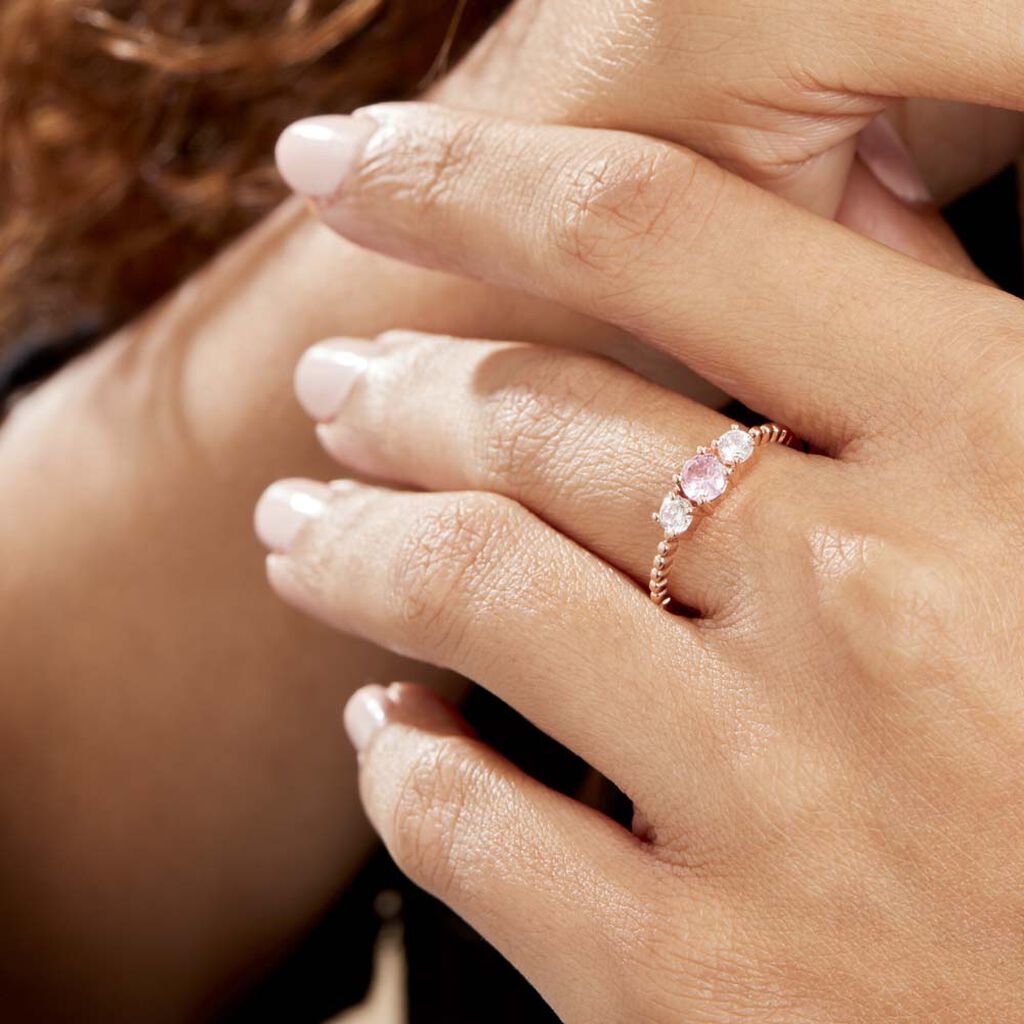 Bague Shahar Argent Rose Oxyde De Zirconium