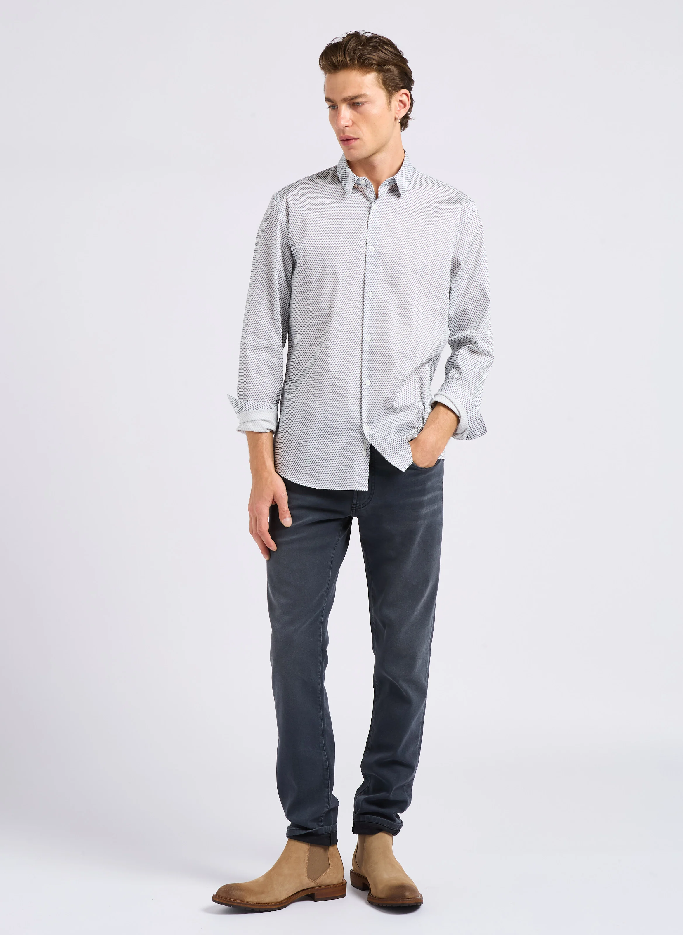 Jean slim en coton mélangé | Gris