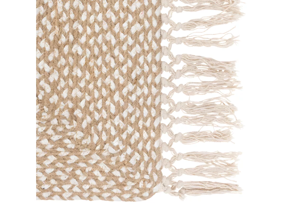 Tapis de couloir mélange de Jute et de Coton avec franges 80 x 200 cm