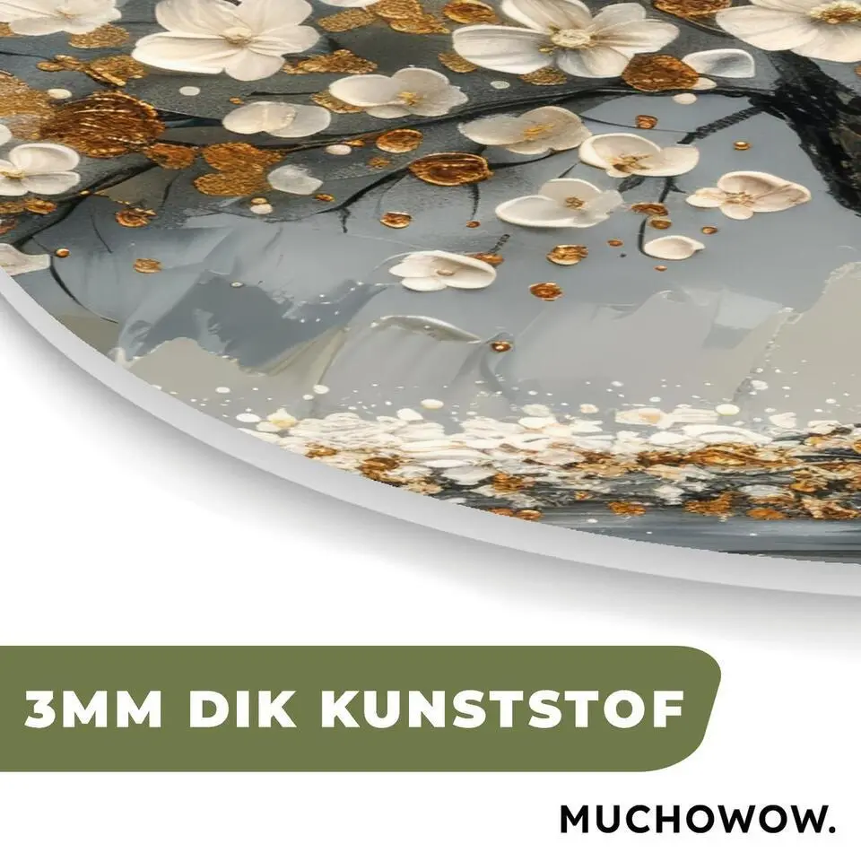 MuchoWow Wand decoratie 40x40cm Boom Goud Bloemen Abstract