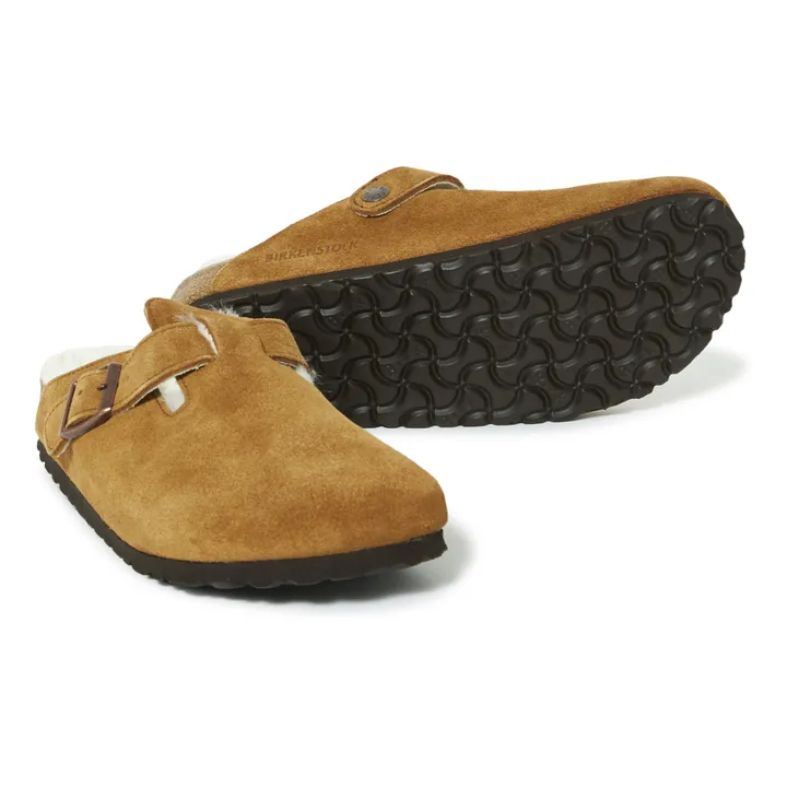 BIRKENSTOCK Sabots Boston Fur Cuir Suede - Collection Adulte | Camel