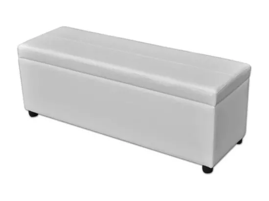 Banquette coffre capitonnée similicuir blanc Mandai 118cm