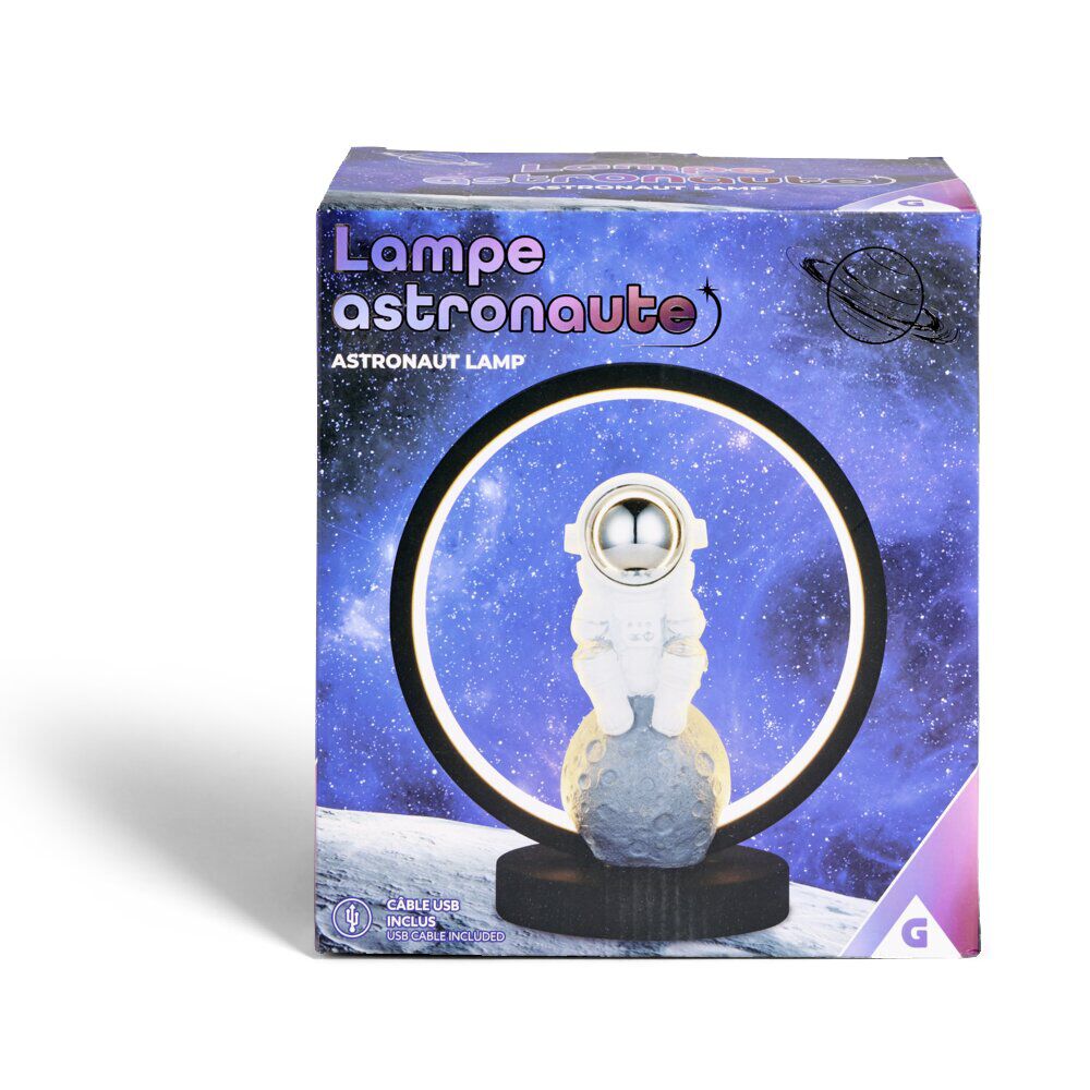 Lampe cercle lumineux avec astronaute 20x12xH22cm