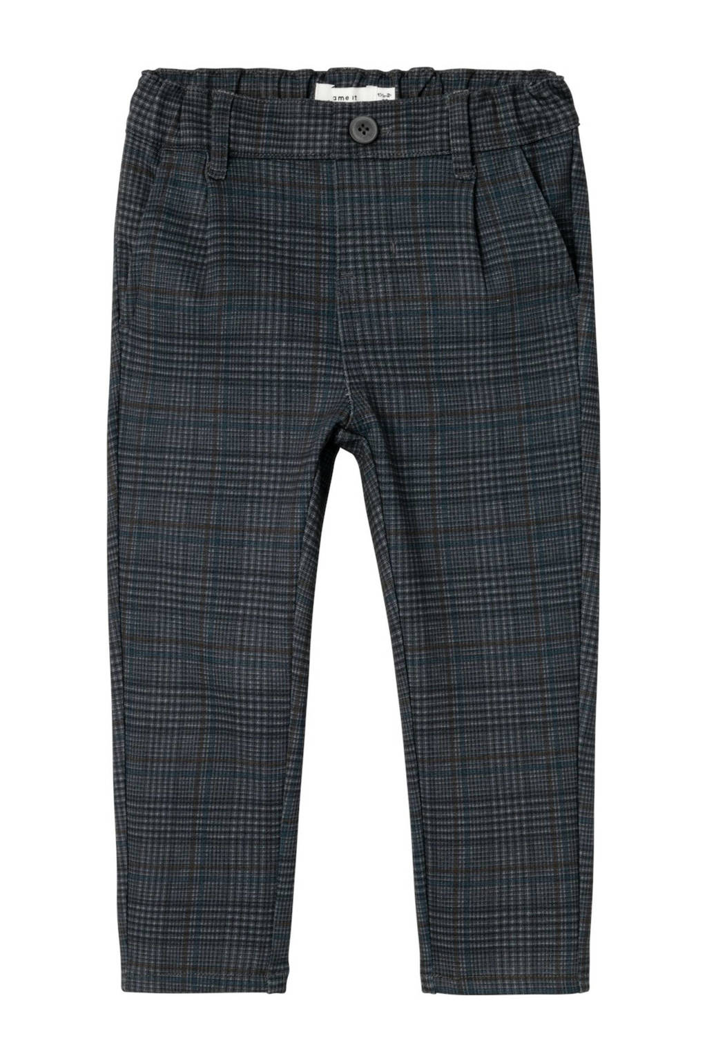 NAME IT baby geruite slim fit broek NKMSILAS antraciet