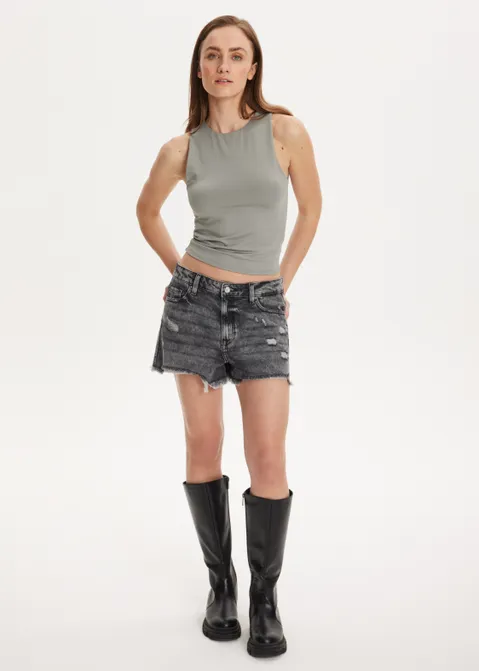 Halter top effen grijs (GRS)