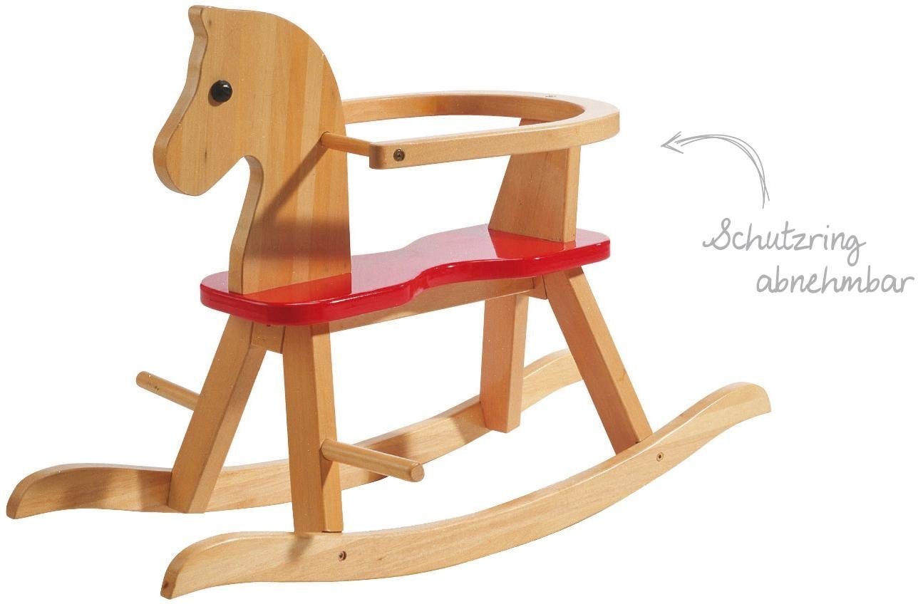 roba® Schaukelpferd »Natur/Rot« aus Holz