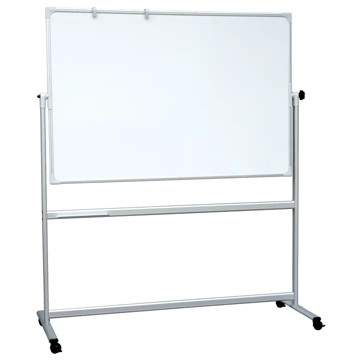 Whiteboard Mobil og vendbar 100×200 cm magnetisk med aluminiumsstel og ramme inkl. pennebakke