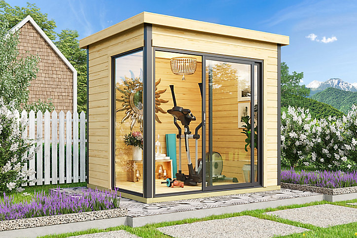 Abri de jardin + plancher Domeo Mini Plus en bois coloris naturel ép.44 mm surface extérieure 5 m²