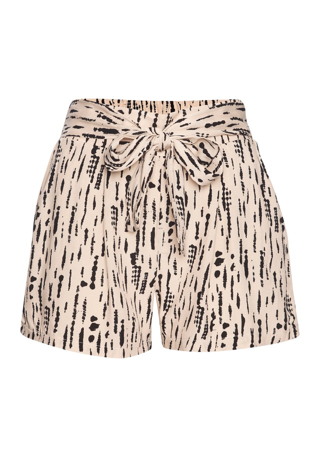 s.Oliver Webshorts  mit Alloverdruck und Bindegürtel, kurze Hose, lockere Passform