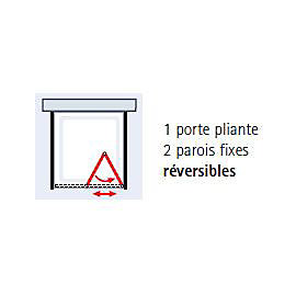 Paroi de douche fixe latérale pour douche Plia l.90 x H.185 cm, profilés alu blanc, Schulte Impériale