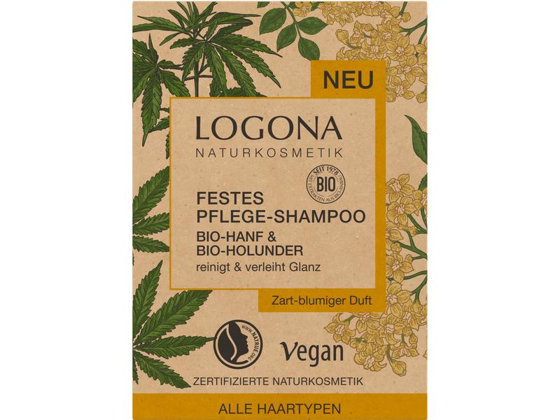 Logona Festes Shampoo Bio-Hanf und Bio-Holunder 60 g Natürliches festes Shampoo aus Liebe zu Ihrem Haar und zur Umwelt
