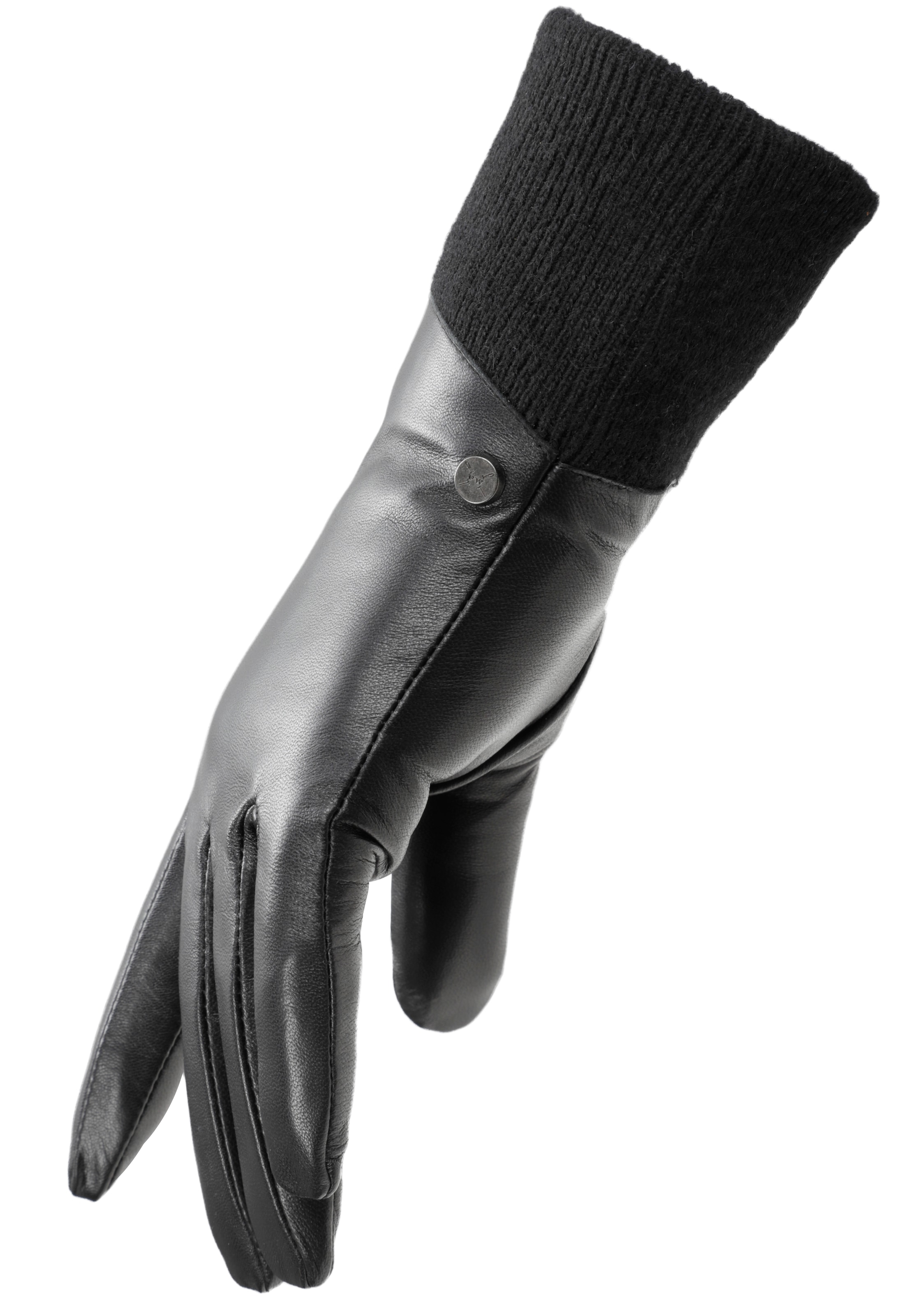 PEARLWOOD Lederhandschuhe »LUNA«, weiches Fleecefutter, Strickbündchen