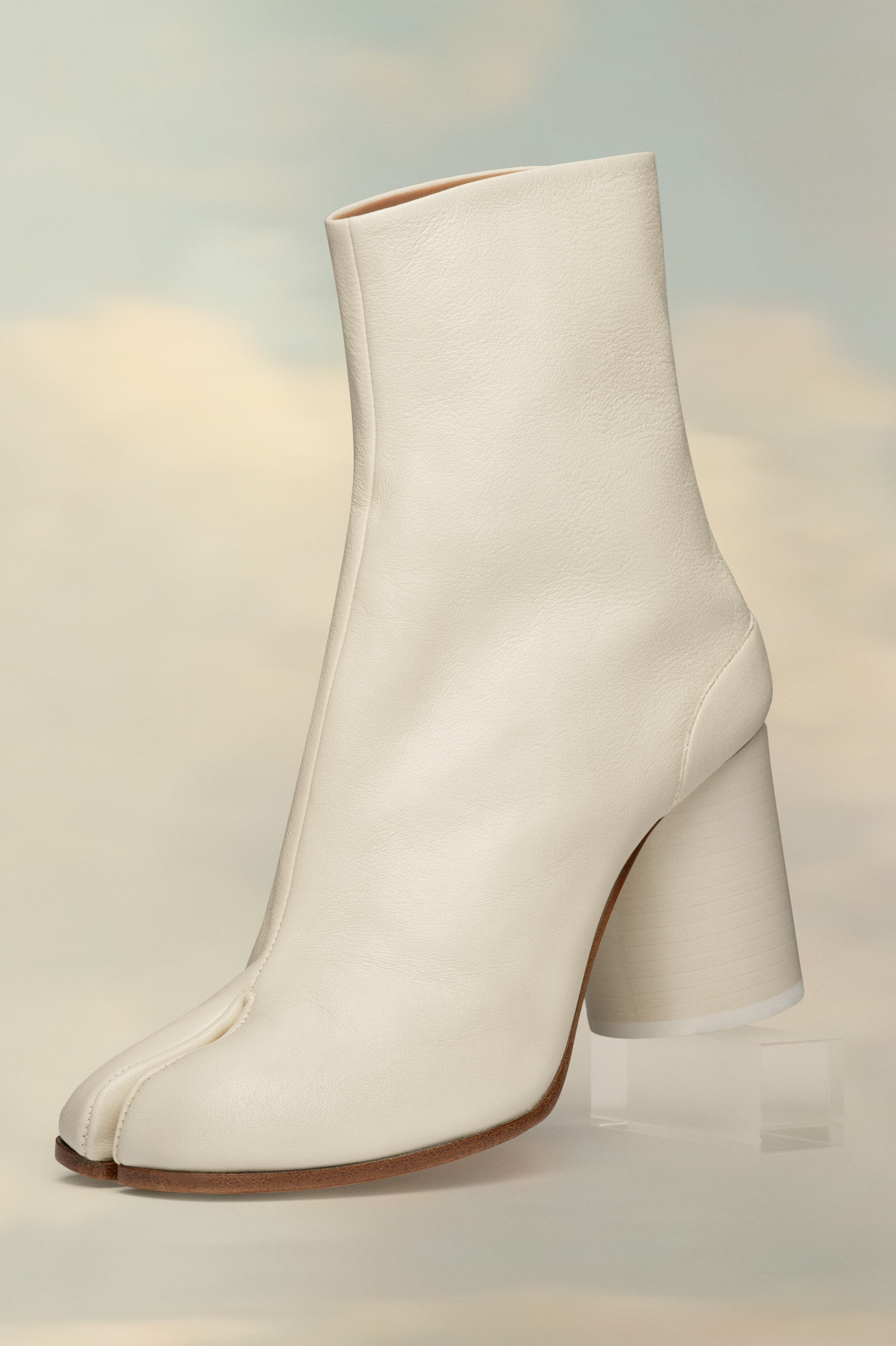 Tabi Bottines en Cuir Blanc Blanc