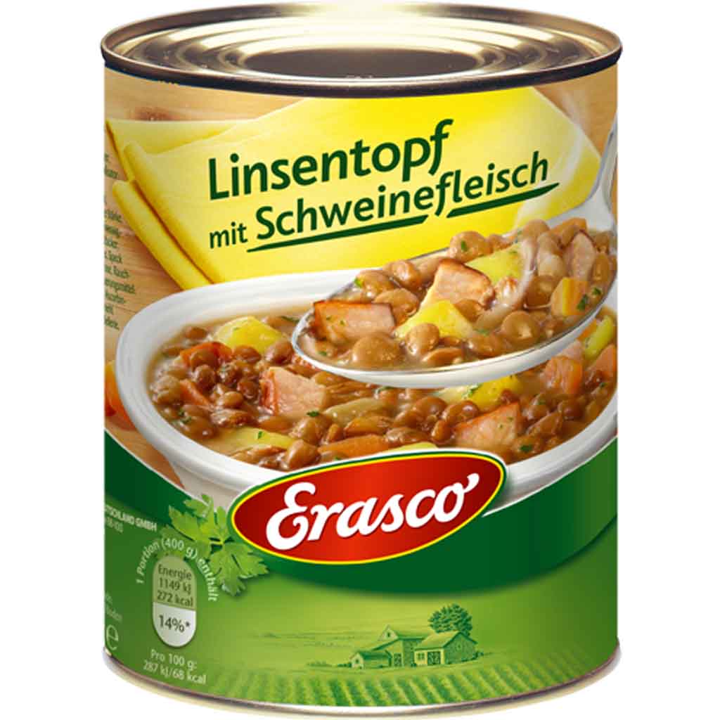 Erasco Eintopf Linsentopf mit Schweinefleisch 800g MHD:30.12.27