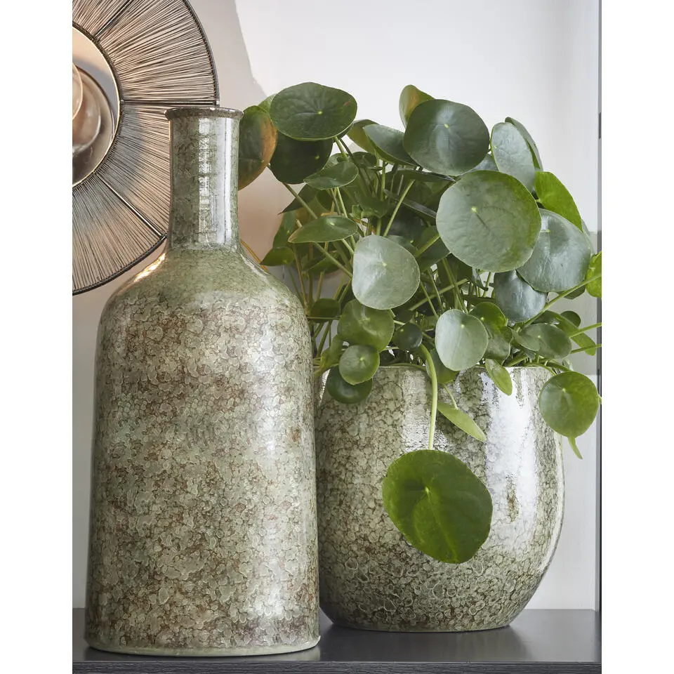 Mica Decorations Plantenpot - Terracotta - groen - 29 x 26 cm