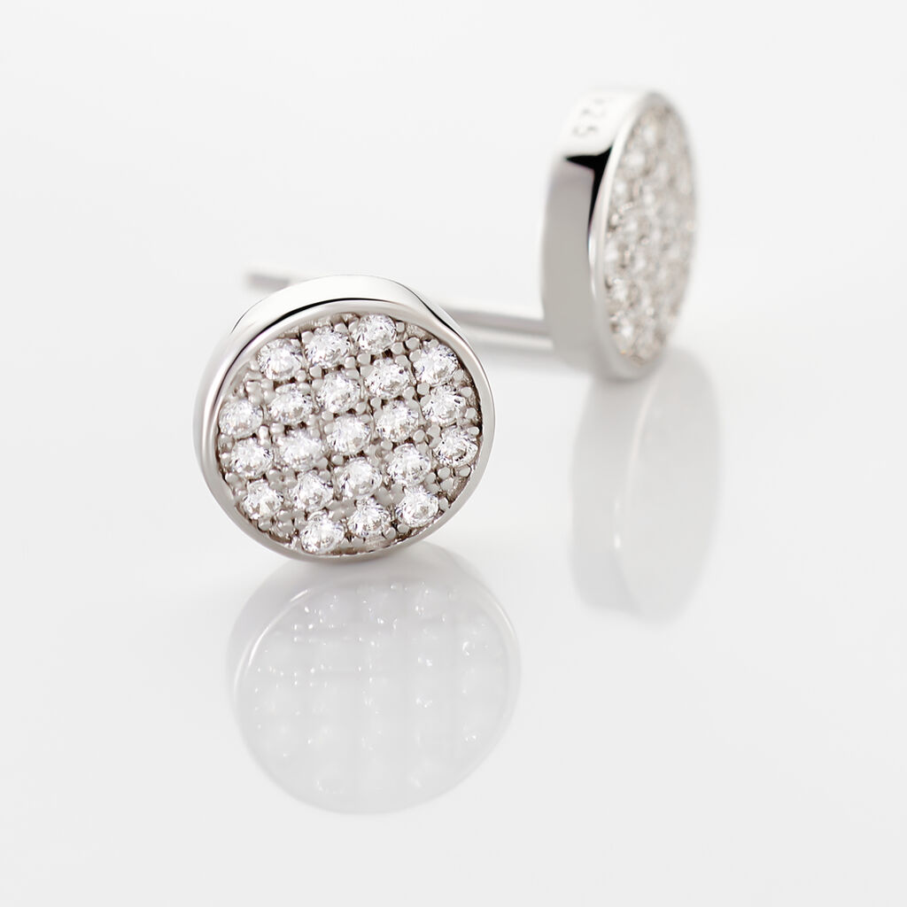 Boucles D'oreilles Puces Yesim Argent Blanc Oxyde De Zirconium