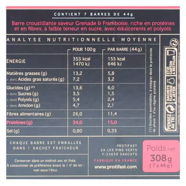 Protifast Crunchy High-Protein Snack Grenade - 7 barras