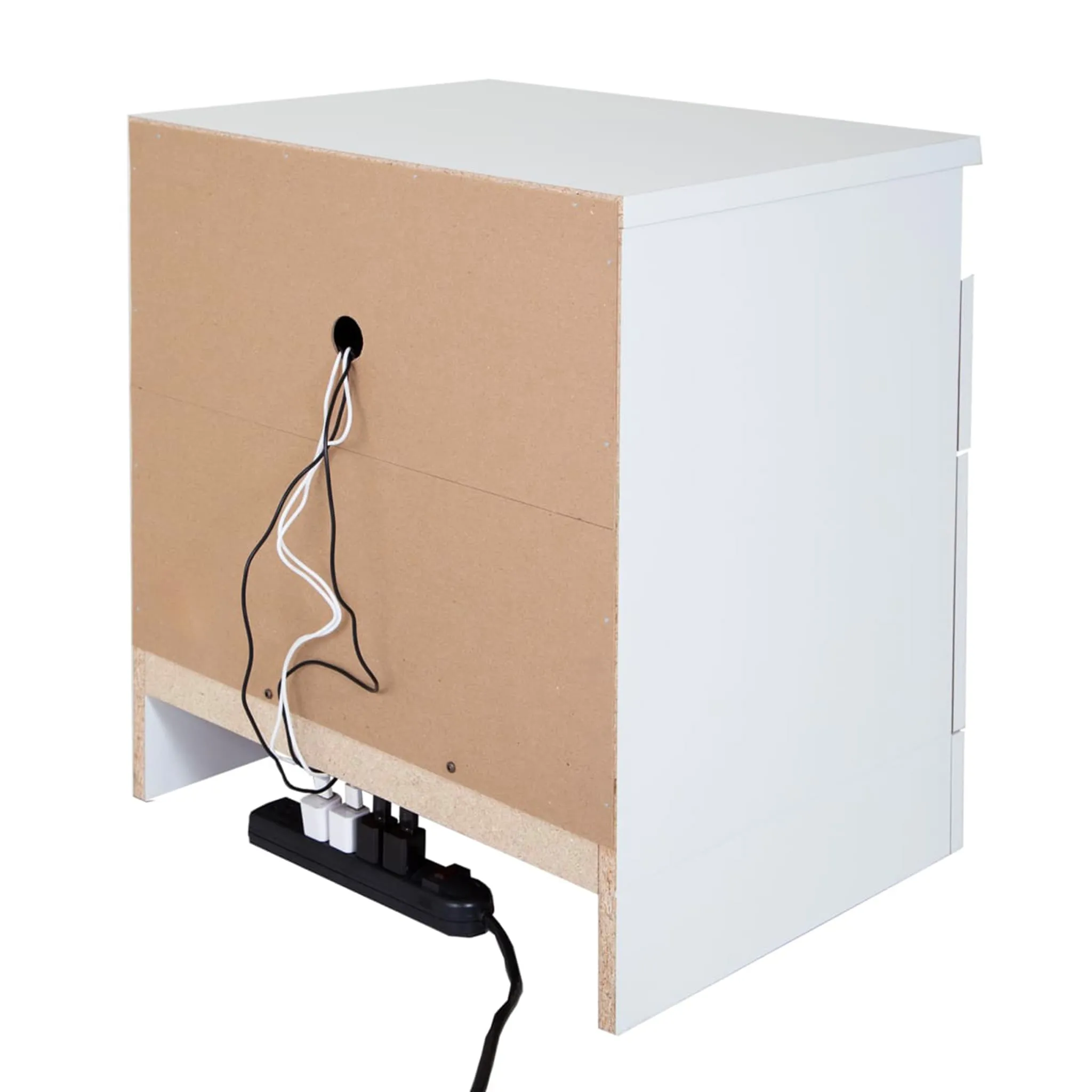South Shore Table de Nuit Avec Organisateur de Fils Reevo - Blanc Solide