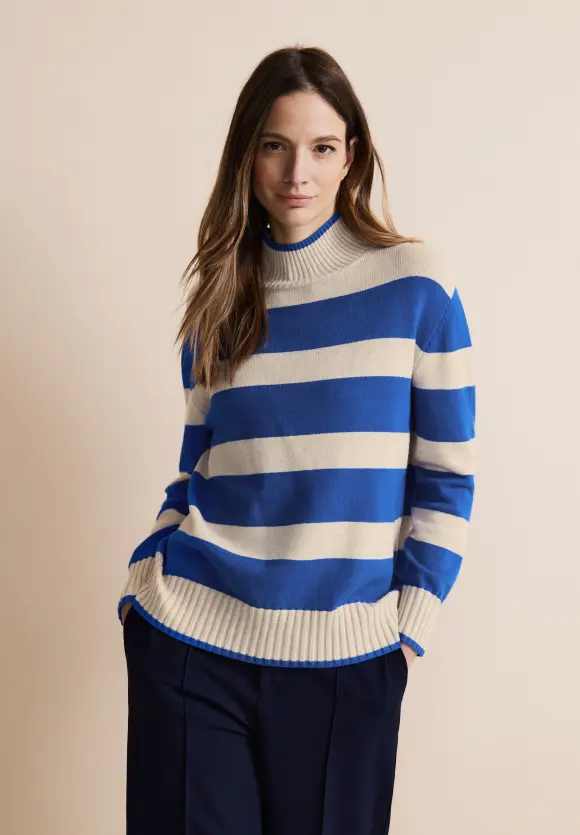 Streifen Strickpullover - fresh intense gentle blue