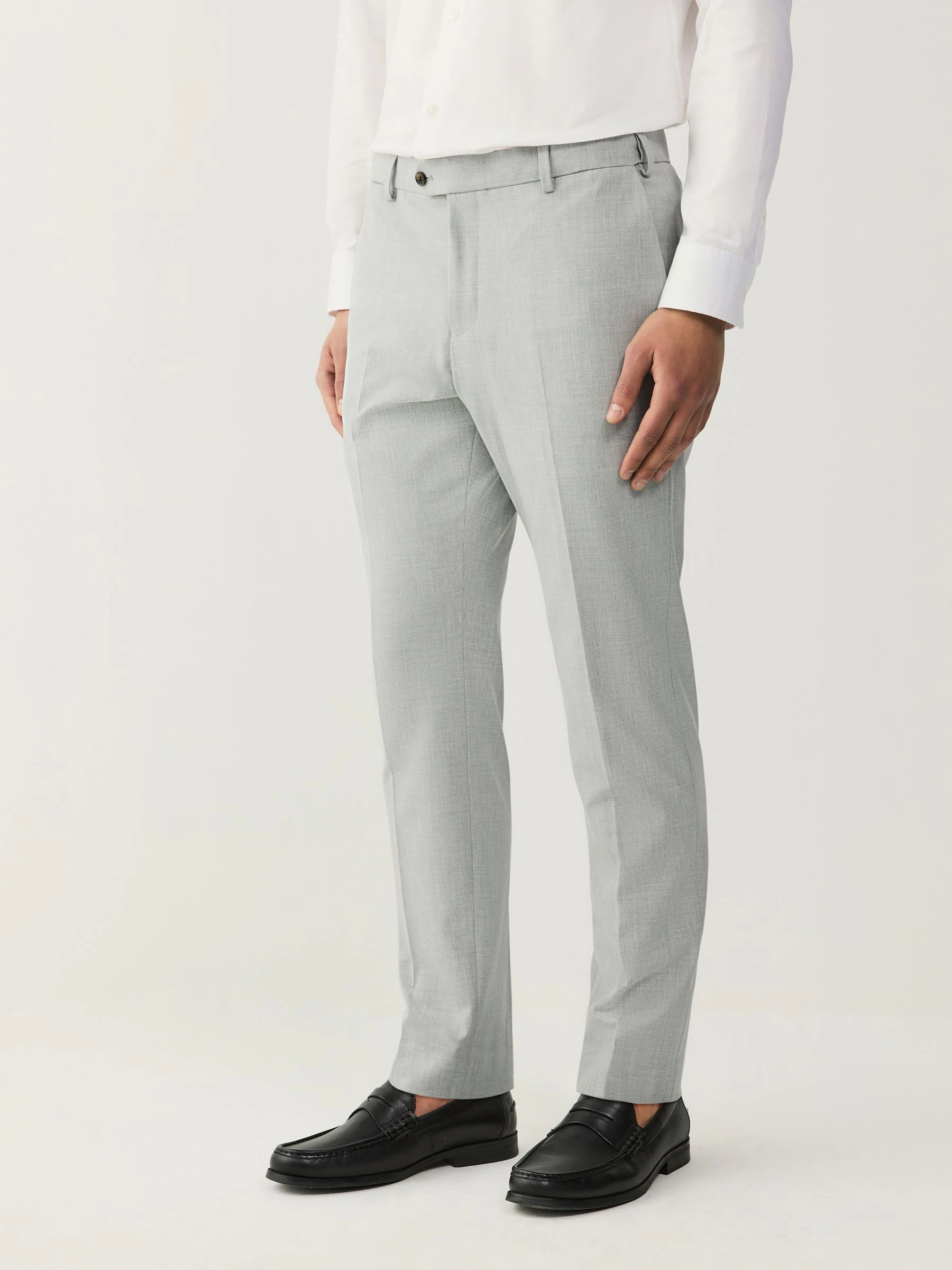 Lichtgrijs - Strakke Pasvorm - Motionflex kostuum met stretch: pantalon