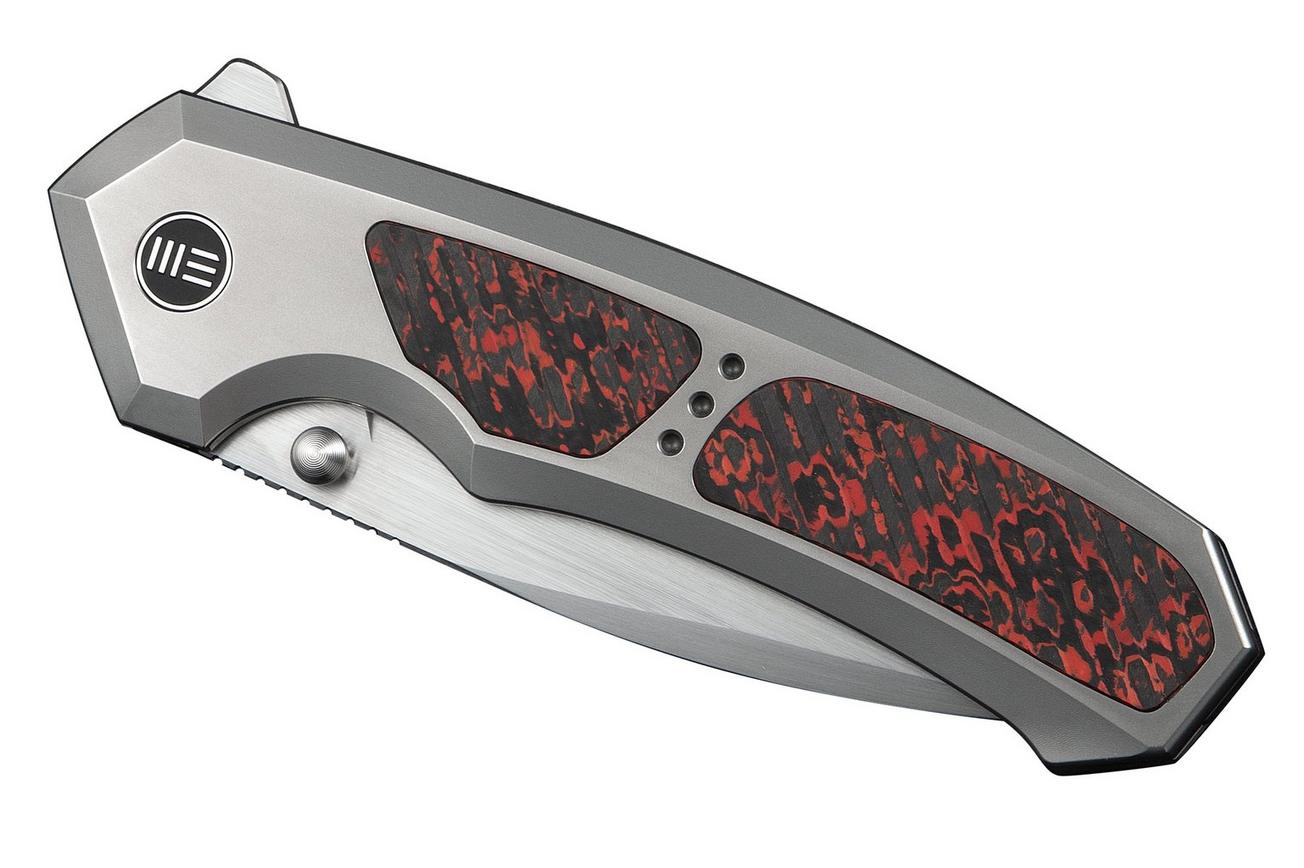 WE Knife Corwyn WE24088-4 Hand Satin Böhler M390, Polished Bead Blasted Titanium Lava Flow FatCarbon, zakmes