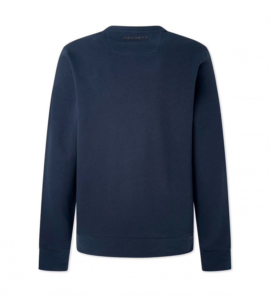 Camisa Hackett com Relevo e Gola Redonda Azul Marinho