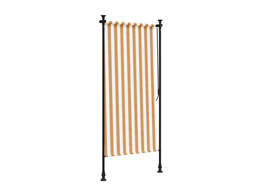 Store roulant d'extérieur orange et blanc 100x270cm tissu acier