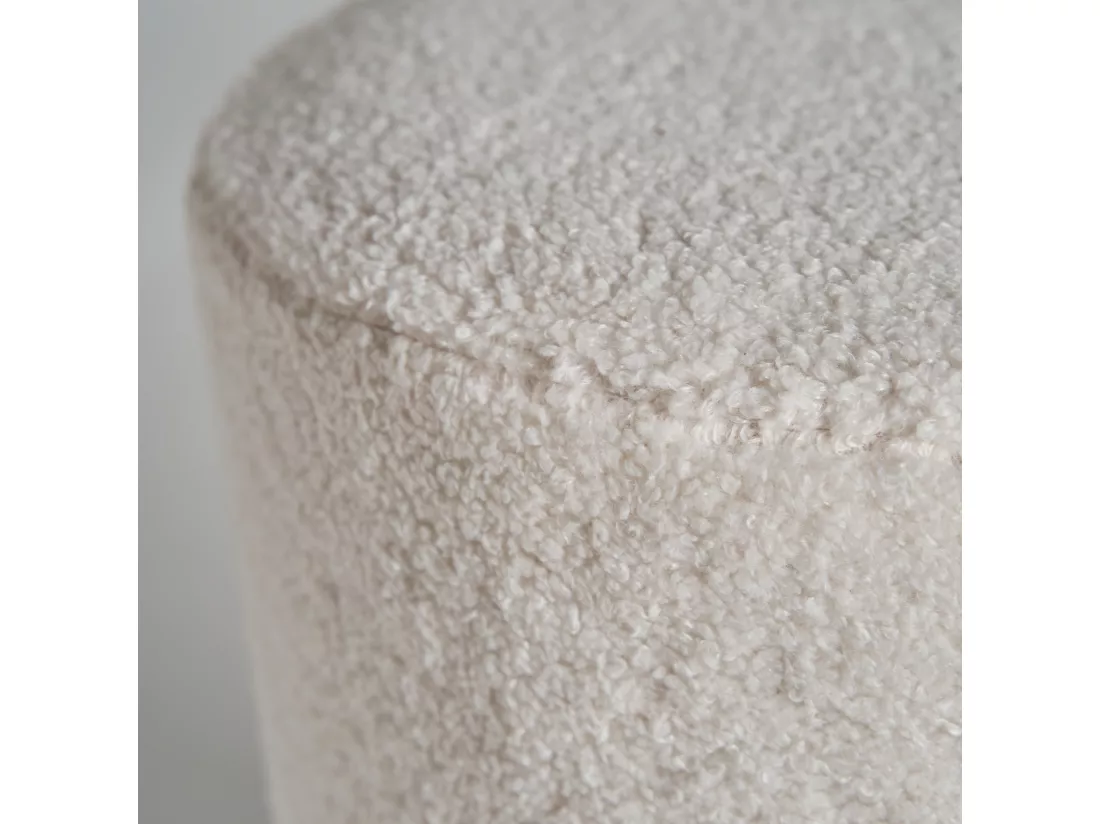 Repose- pied en coton bouclé blanc 35x35x43 cm