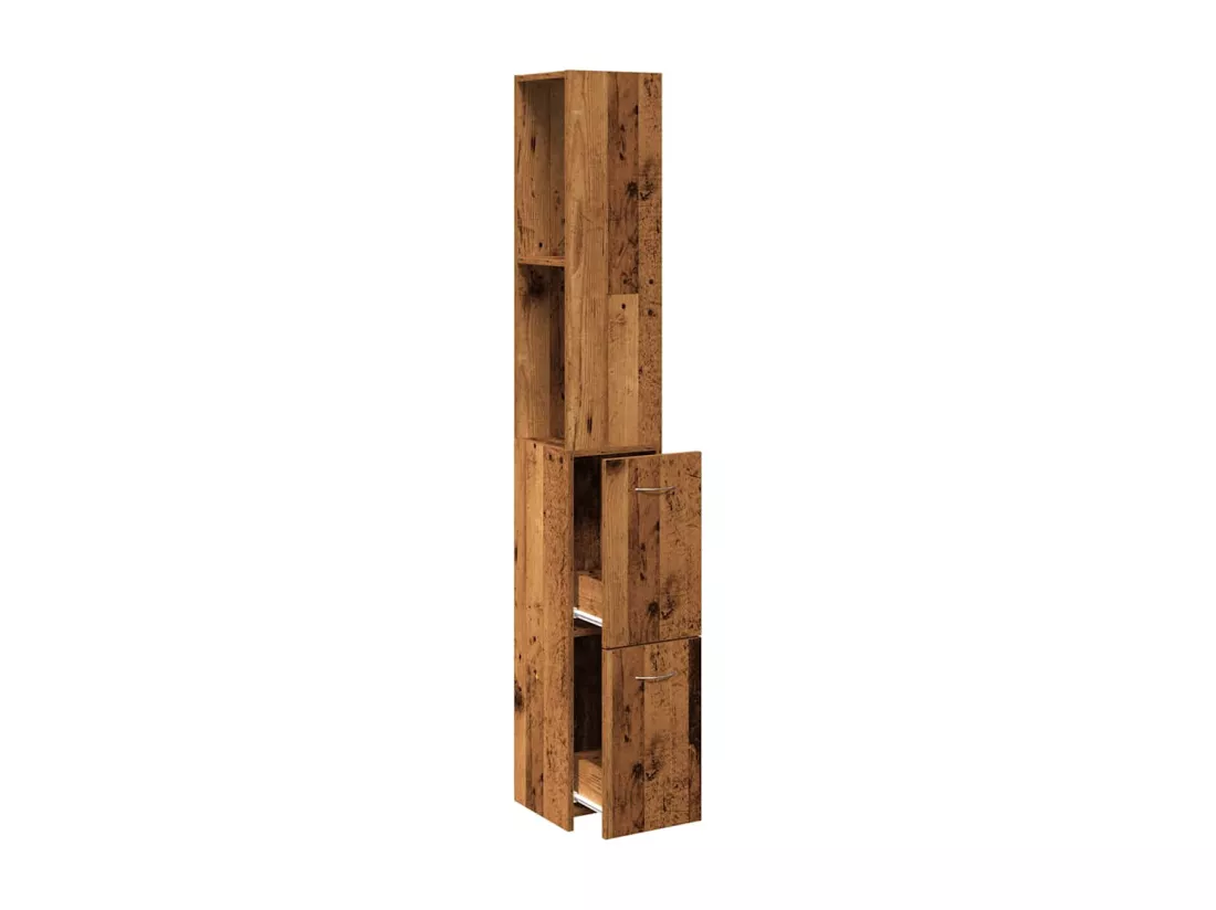 Armoire de salle de bain vieux bois 25x25x170cm bois ingénierie