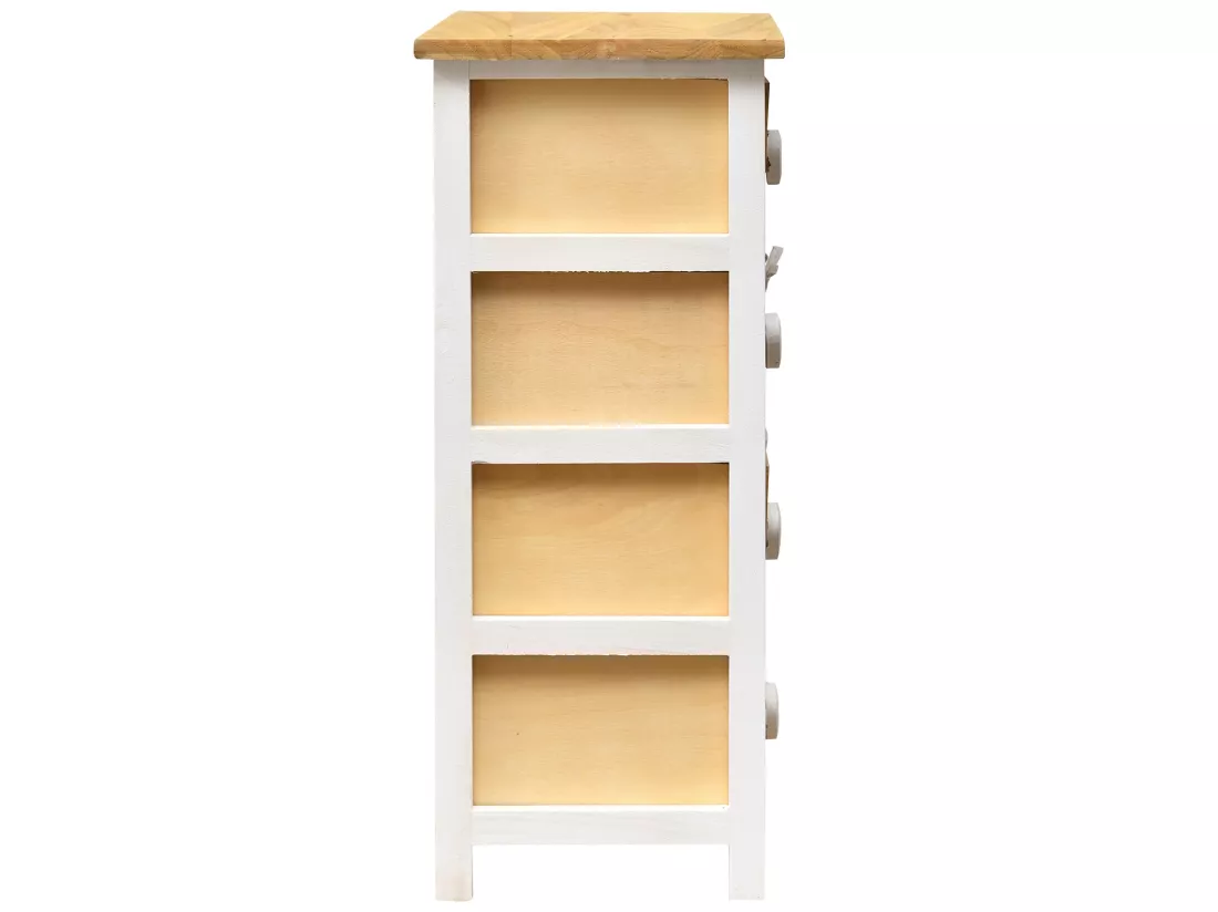 Commode Meuble 8 Tiroirs Bois Osier Blanc Marron 71x51x30