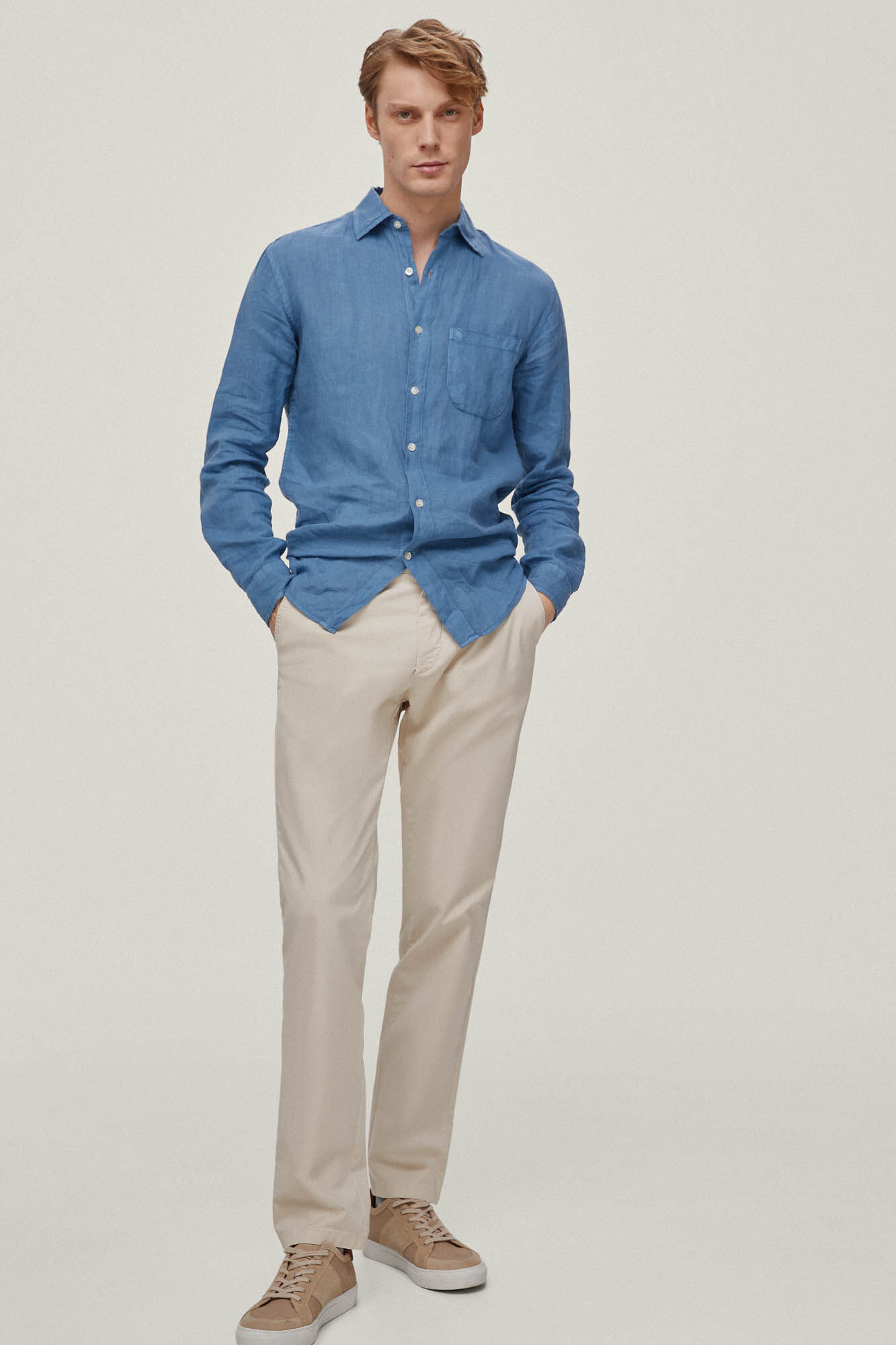 Calça chino premium flex ligero regular - Bege