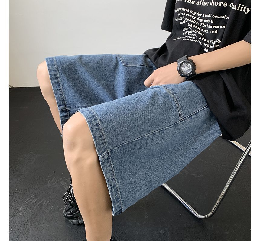 Hushgrain - Denim shorts met hoge taille en wijde pijpen