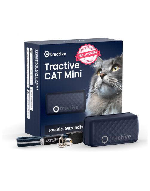 Tractive Gps Cat Mini - Kattenlocatievinder - 55x28x17 mm Donkerblauw Geschikt Voor Katten > 3 Kg
