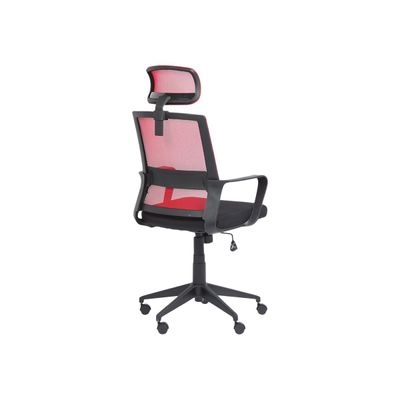 Fauteuil de bureau LIBERTY 02 - accoudoirs fixes - appui-tête réglable - noir et rouge