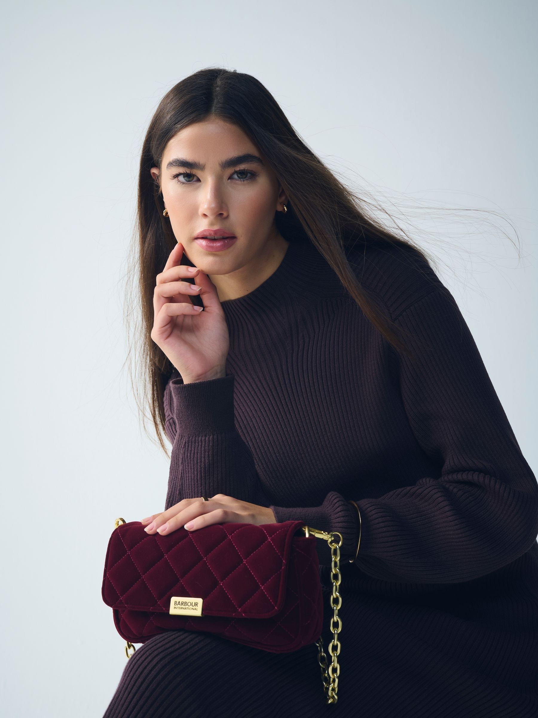 Rood - Barbour® International Quilted Velvet Mini Soho Crossbody Bag